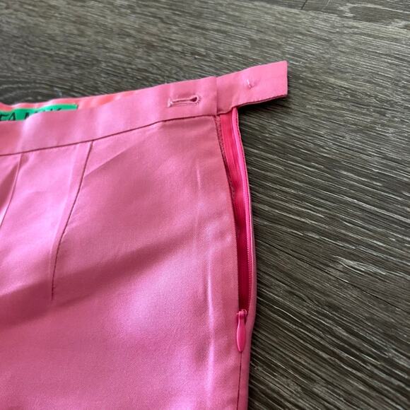 Chelsea Mak Joan Pant Hot Pink 100% Silk Trousers Small High Waist Straight Leg - Picture 15 of 16